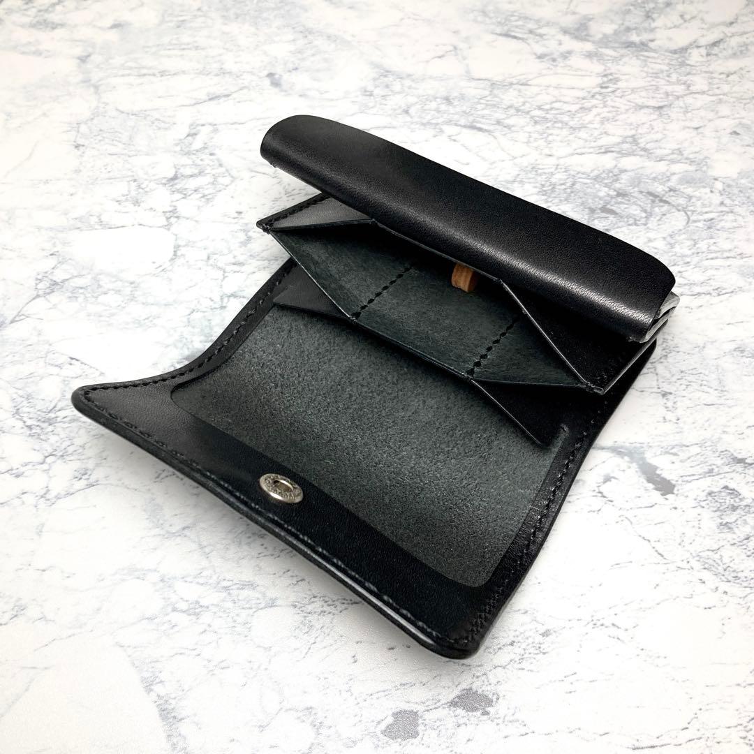 栃木レザー ミニ財布 黒 コンパクト財布 本革 小さい財布 メンズ レディース