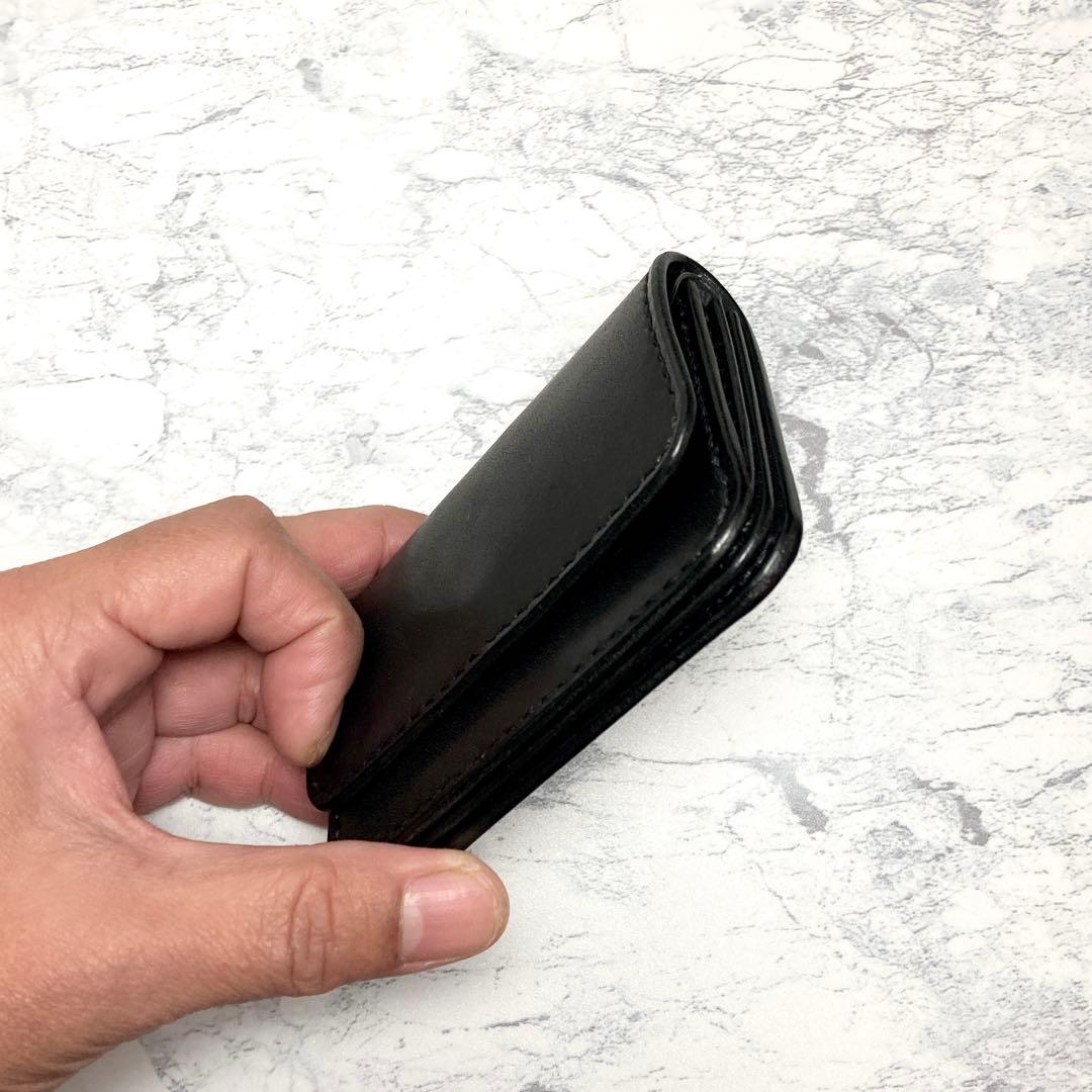 栃木レザー ミニ財布 黒 コンパクト財布 本革 小さい財布 メンズ レディース