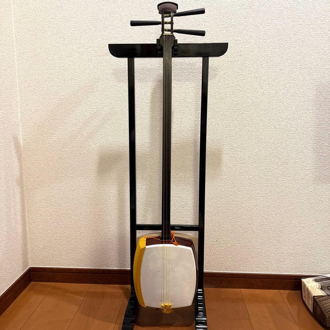 細棹 三味線 正寸 東さわり 破れなし 津軽三味線初心者セット 入門用 （花梨延棹・東さわり付き） WKT-5100G