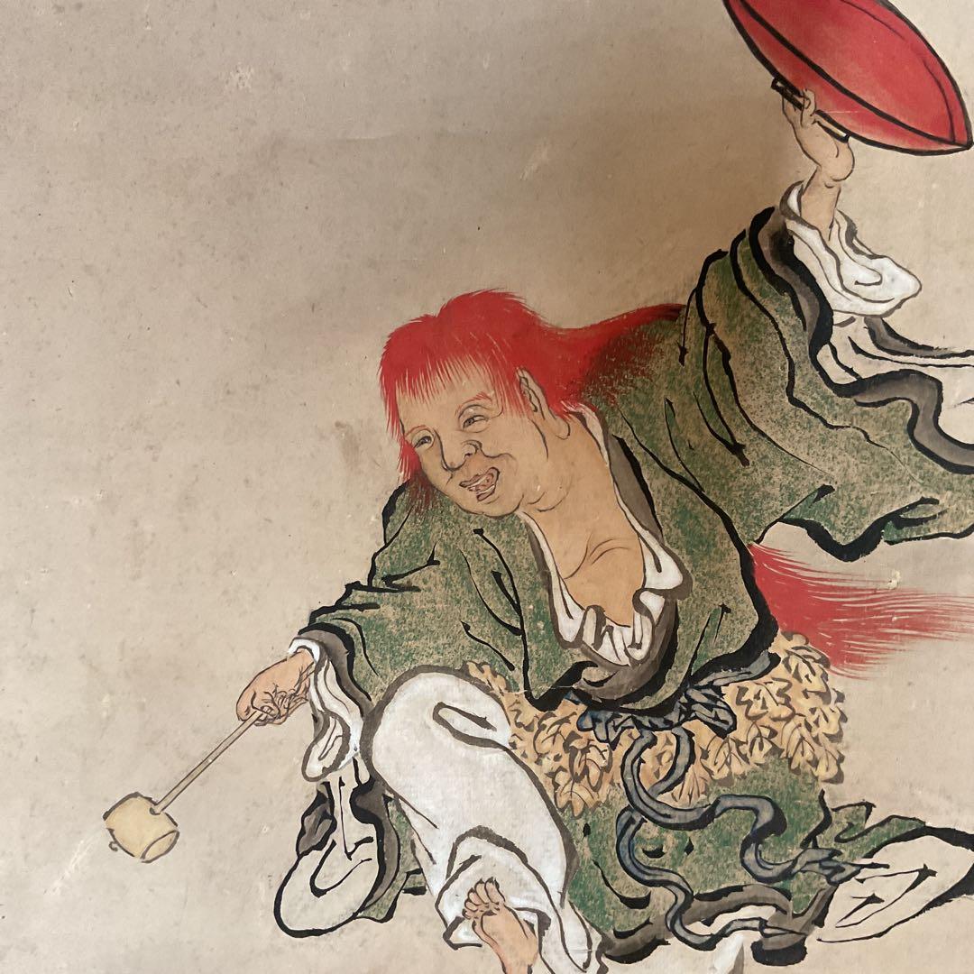 英 一蝶 絹本 彩色画 【 猩々図 】 落款印譜は《趣在山雲泉石間》