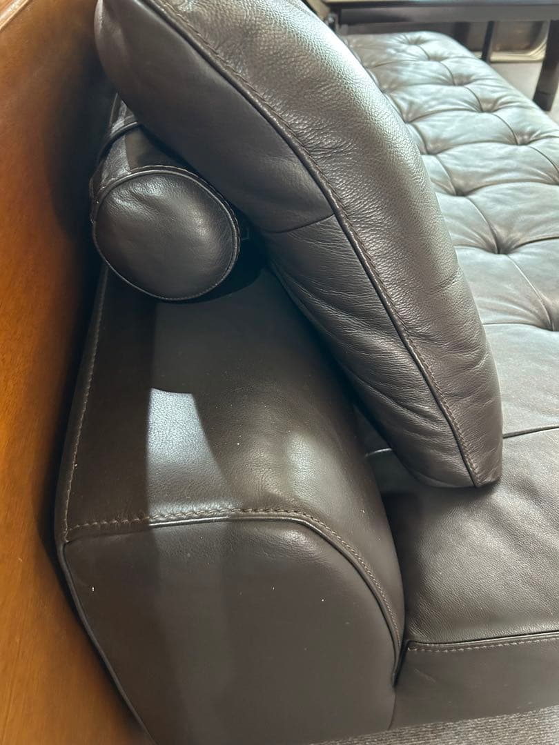 大塚家具 LSコンフォート カウチソファーの背もたれ 総革 ダークブラウン 2個