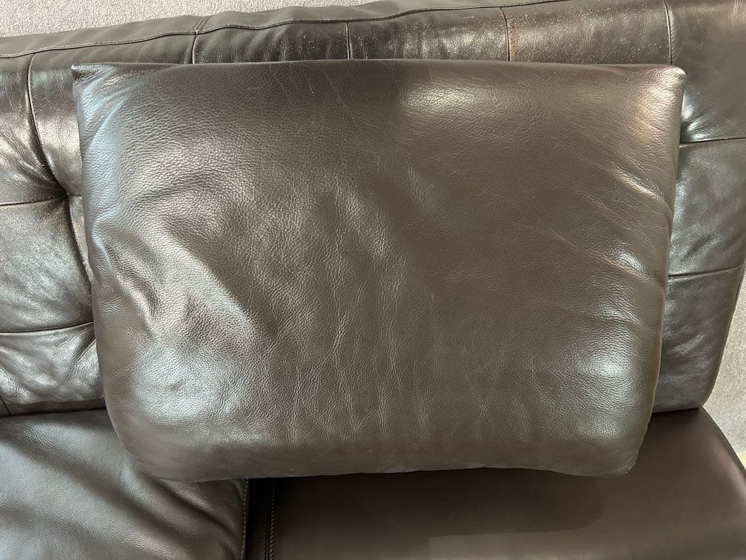 大塚家具 LSコンフォート カウチソファーの背もたれ 総革 ダークブラウン 2個