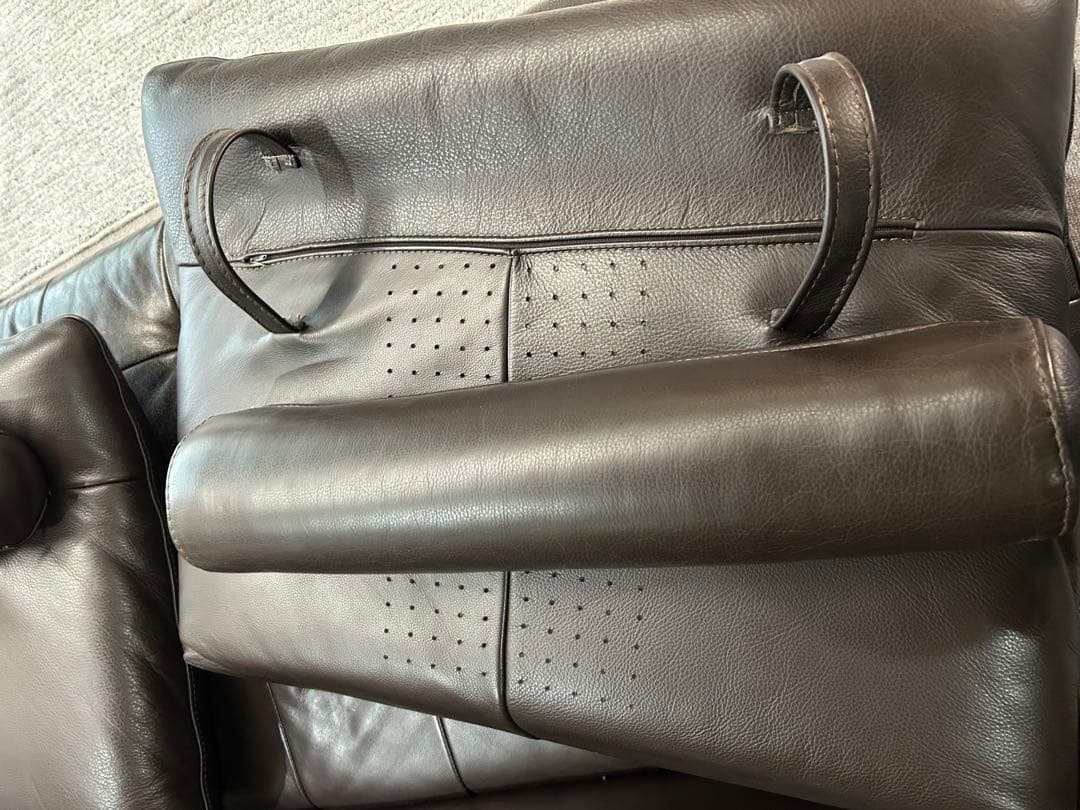 大塚家具 LSコンフォート カウチソファーの背もたれ 総革 ダークブラウン 2個