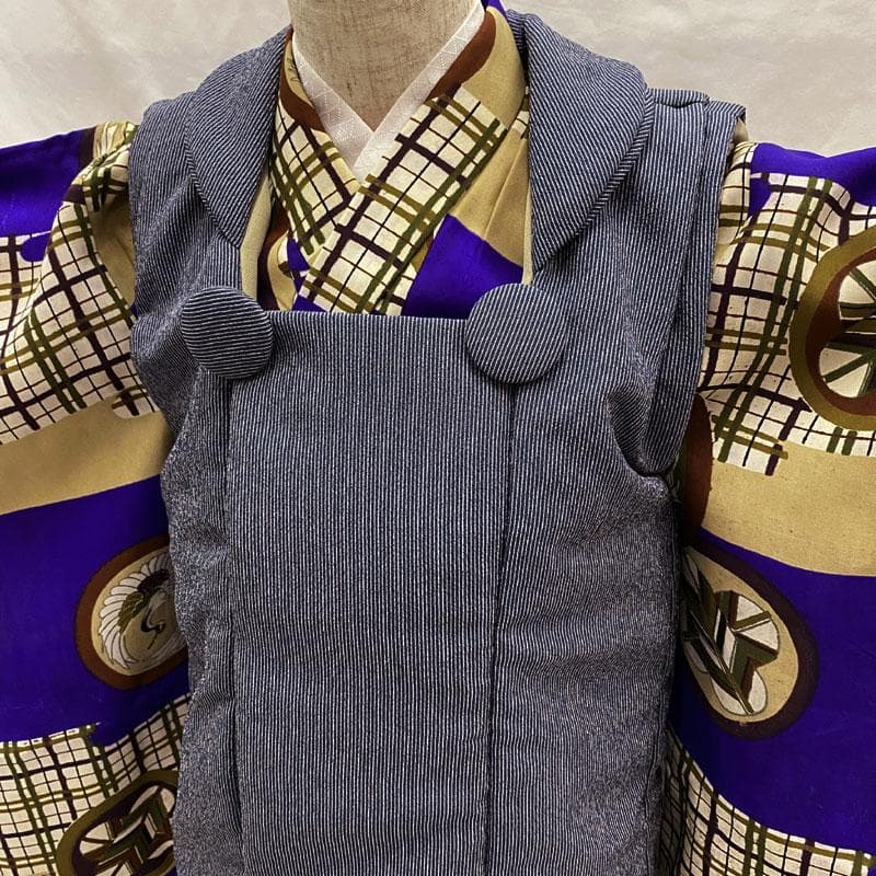 510ab1◎七五三 三歳 男の子 アンティーク着物&被布 レトロ 濃紫◎