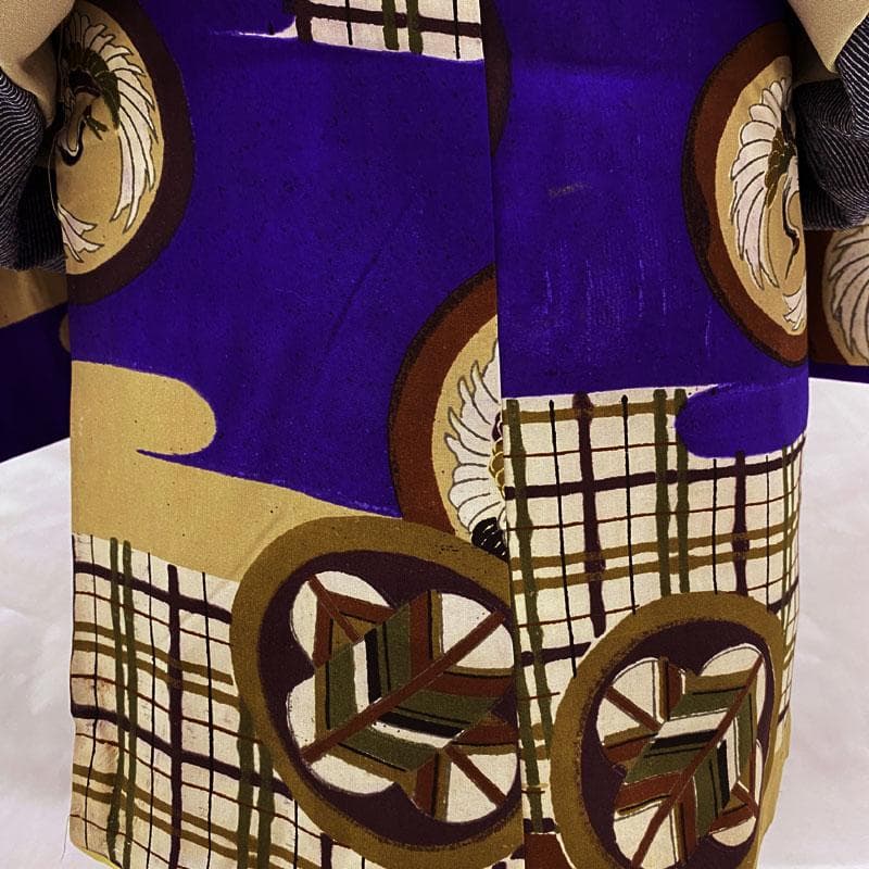 510ab1◎七五三 三歳 男の子 アンティーク着物&被布 レトロ 濃紫◎