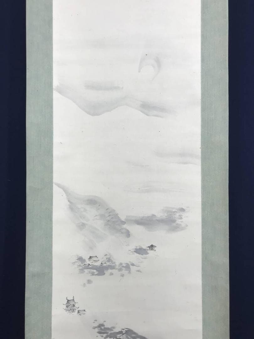 真作/朝見香城/山水図/城図/掛軸/名家伝来/AE-18
