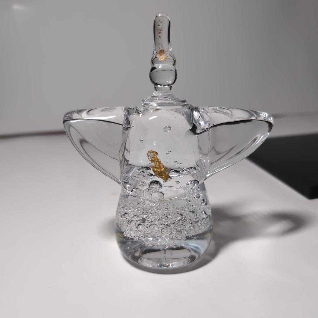 ガラス製のお雛様　黒の台座付き