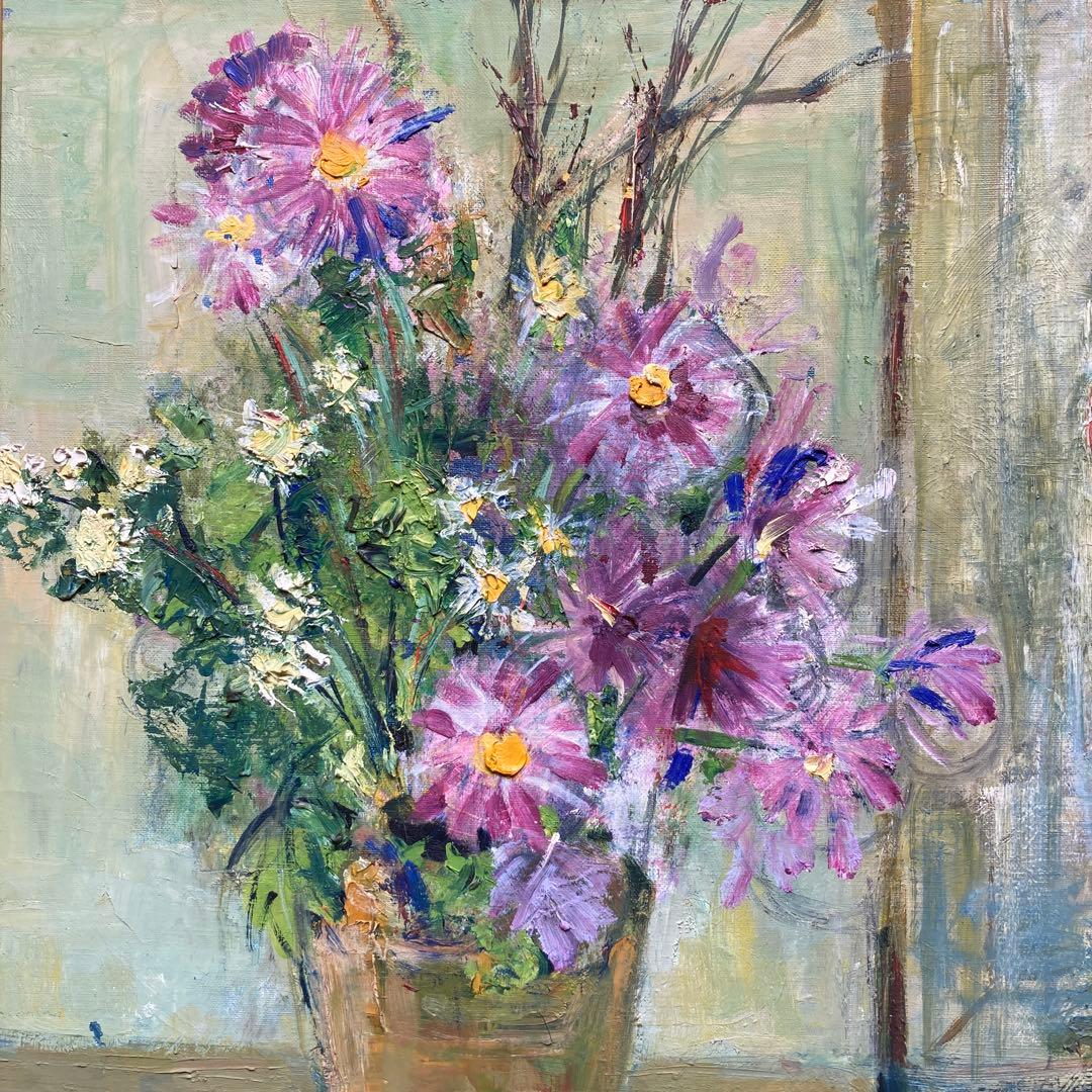 吉田節子「菊」10F額73.5×66絵53×46cm