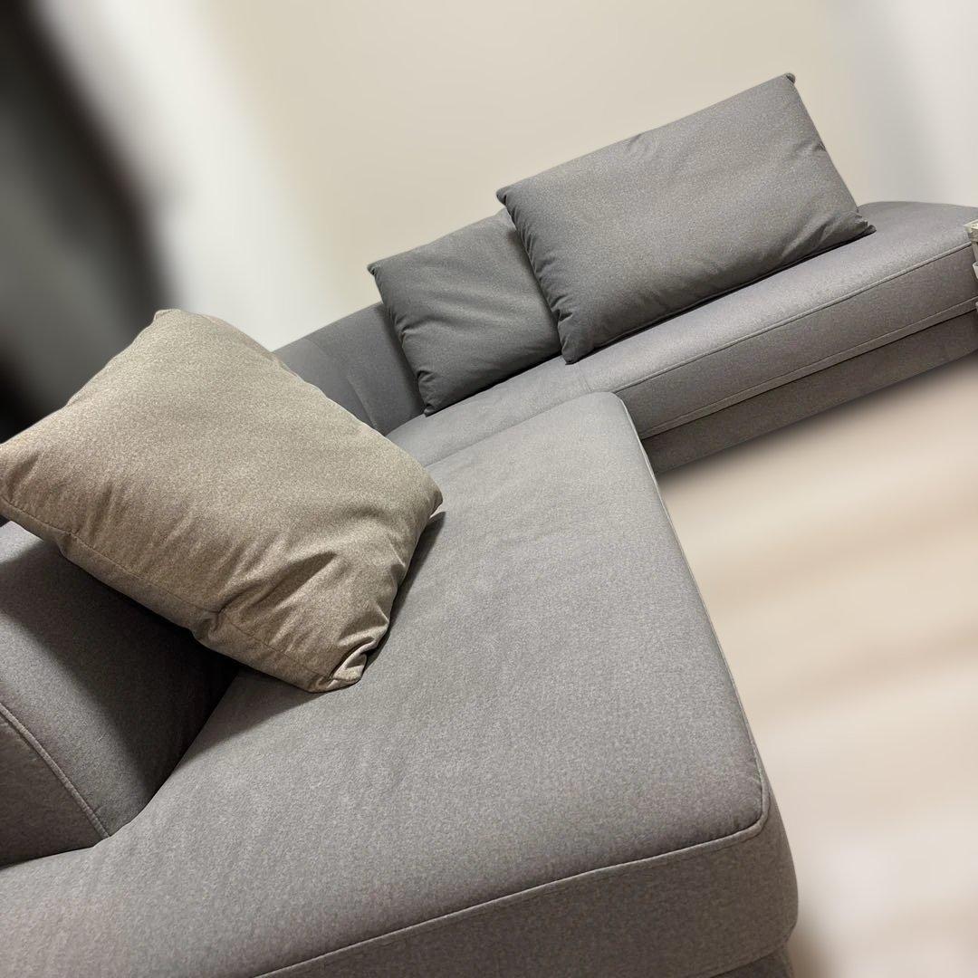 プルーフテックス L型 コーナーカウチソファ グレー クッション4個付き