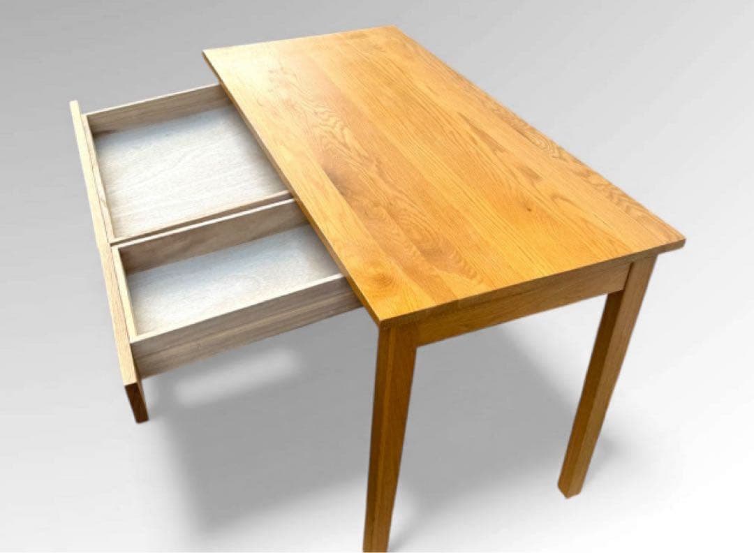 無印良品　無垢材デスク　デスク オーク材 事務机 引き出し付き　学習机