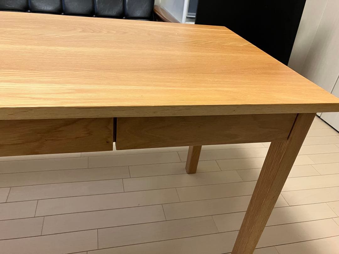 無印良品　無垢材デスク　デスク オーク材 事務机 引き出し付き　学習机