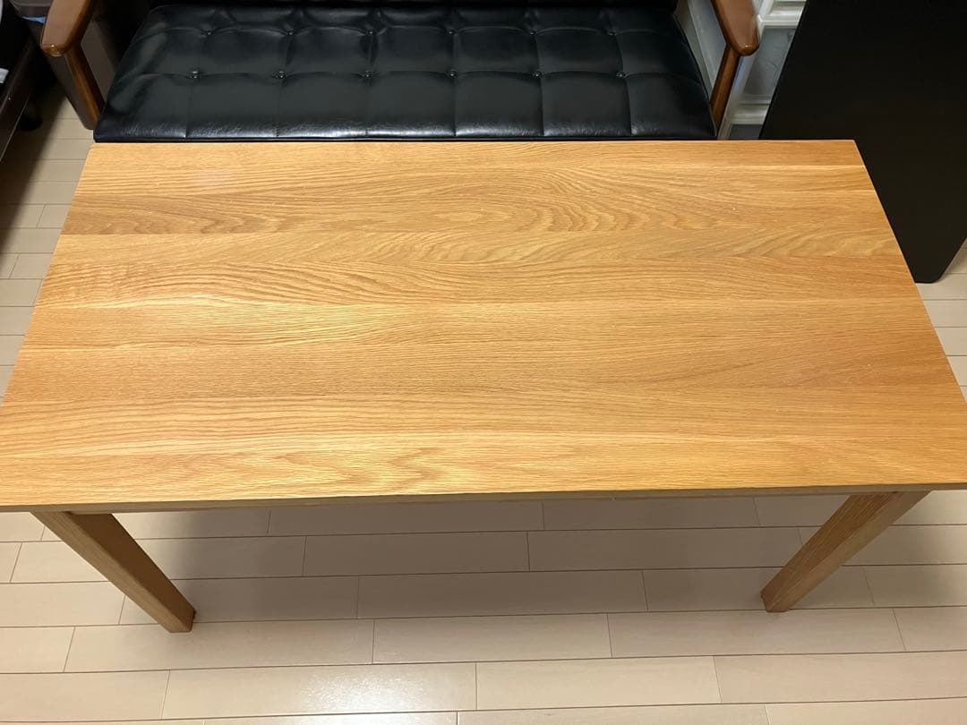 無印良品　無垢材デスク　デスク オーク材 事務机 引き出し付き　学習机