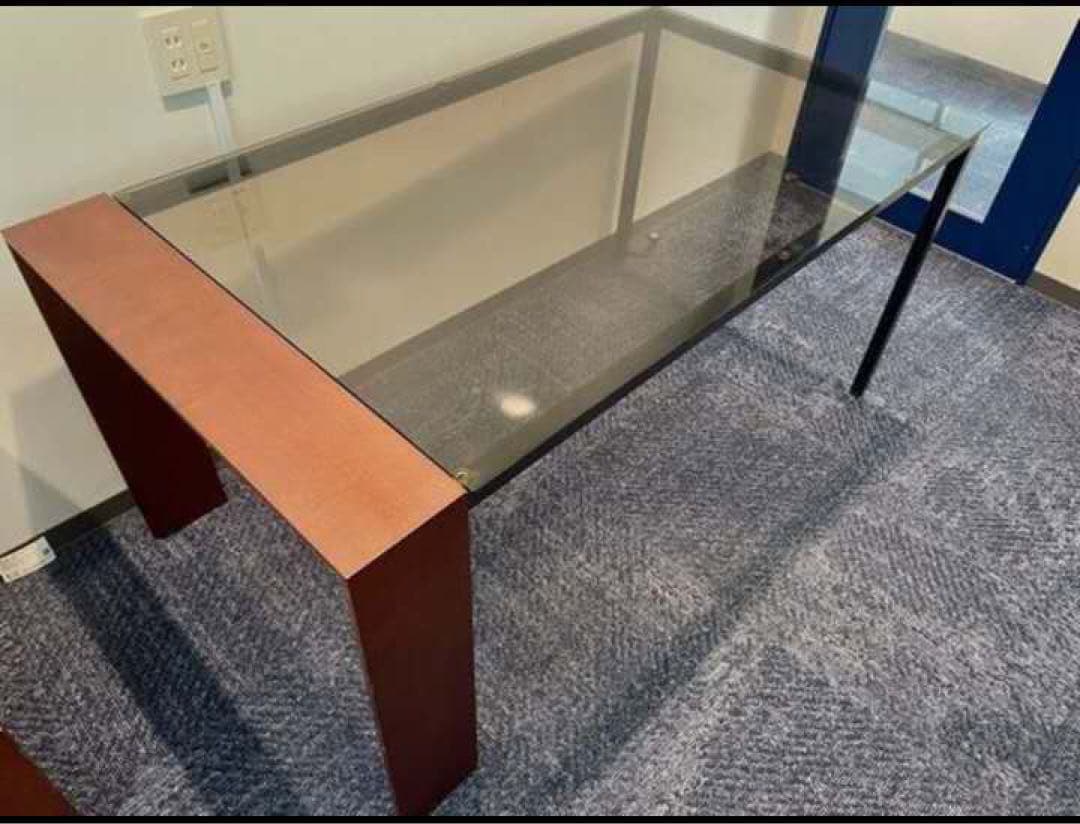 ガラス天板 木製脚 テーブル　ダイニングテーブルのみ