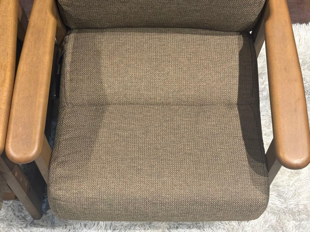 シンプル　ブラウン　ソファ　 一人用　アームソファ　キャスター付　2脚セット　Y