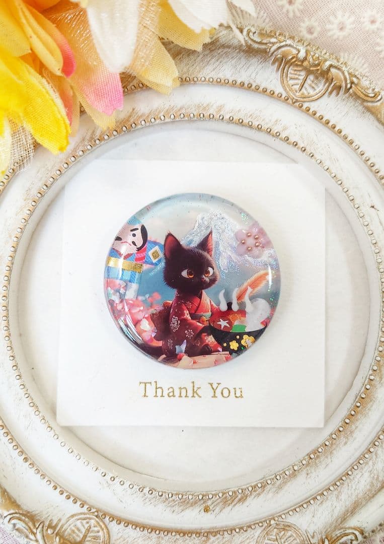 レジン 猫 ヘアゴム ブローチ ポニーフック No.449 レジン 猫 ヘアゴム