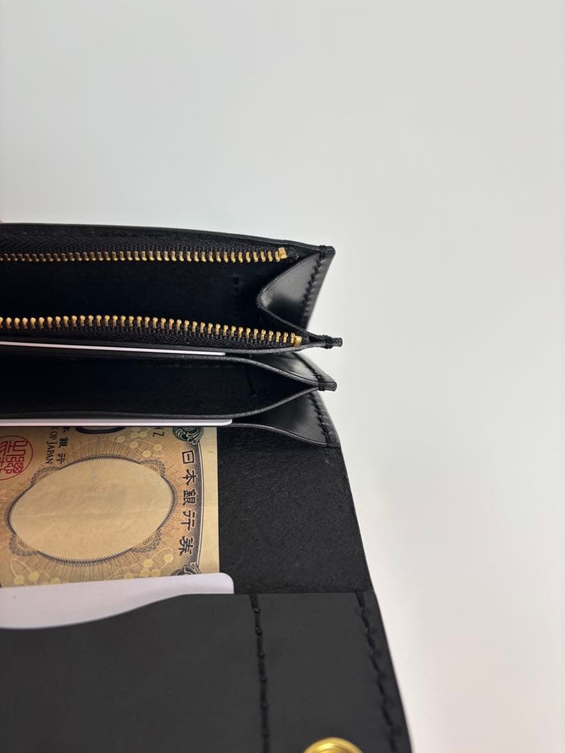 黒　ブラック　ヌメ革ロマネスク　トラッカーウォレット【タイプＡ2】三層　真鍮