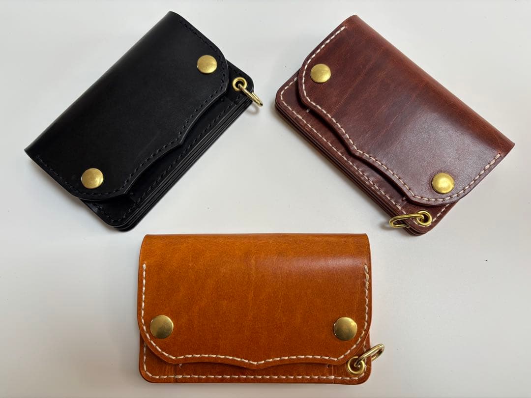 黒　ブラック　ヌメ革ロマネスク　トラッカーウォレット【タイプＡ2】三層　真鍮