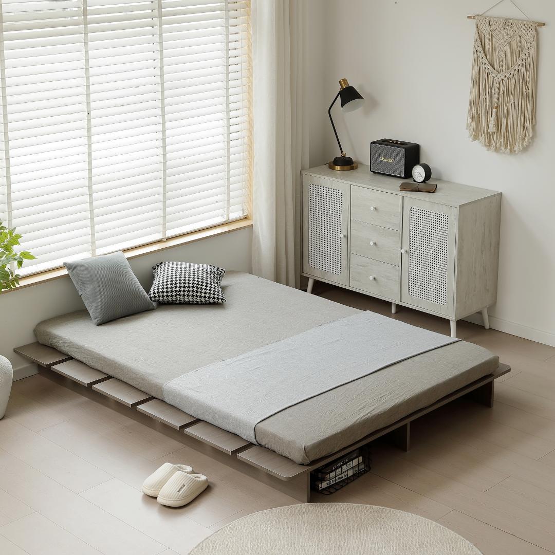 超人気！【幅120cm】ベッド ローベッド ステージベッド ベッドGray