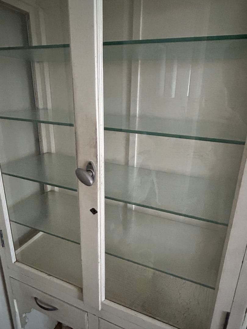 ケビント　医療棚　ホワイト木製ガラスキャビネット