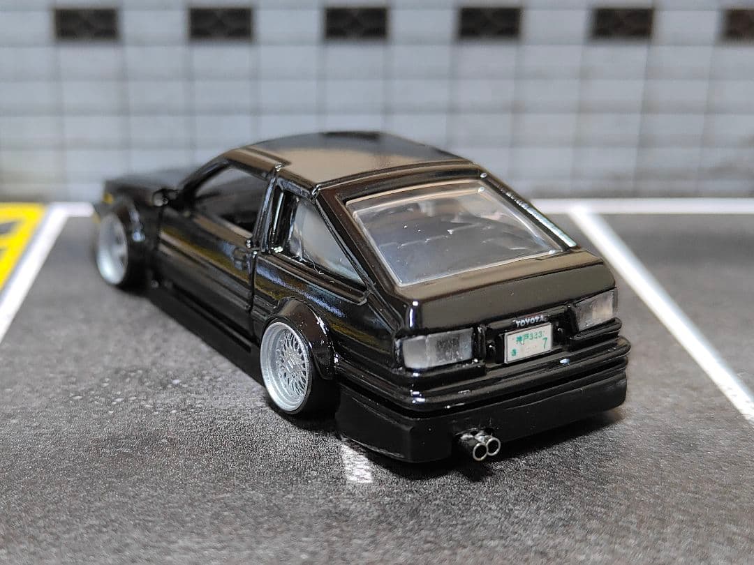 トミカ改造 トヨタ レビン フルエアロ黒 プレミアム ☆深リム ☆ホット