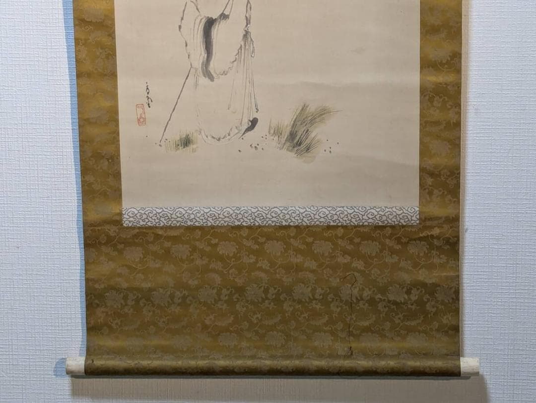 真作】掛軸 仙人図 風雅なる筆致の逸品 禅の境地を描く 合箱入 R63