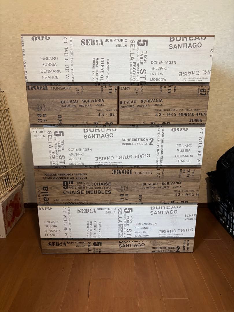 木製5段引き出しラック