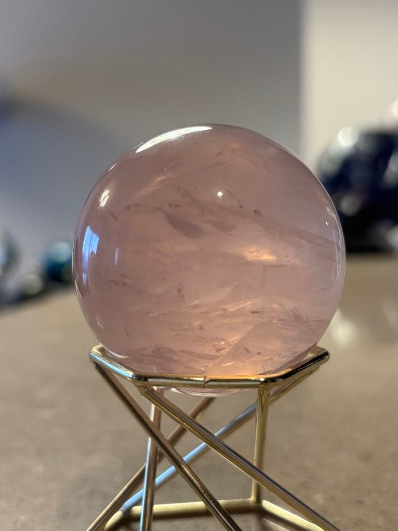 透明感　上品ピンク　スターローズクォーツ　スフィア