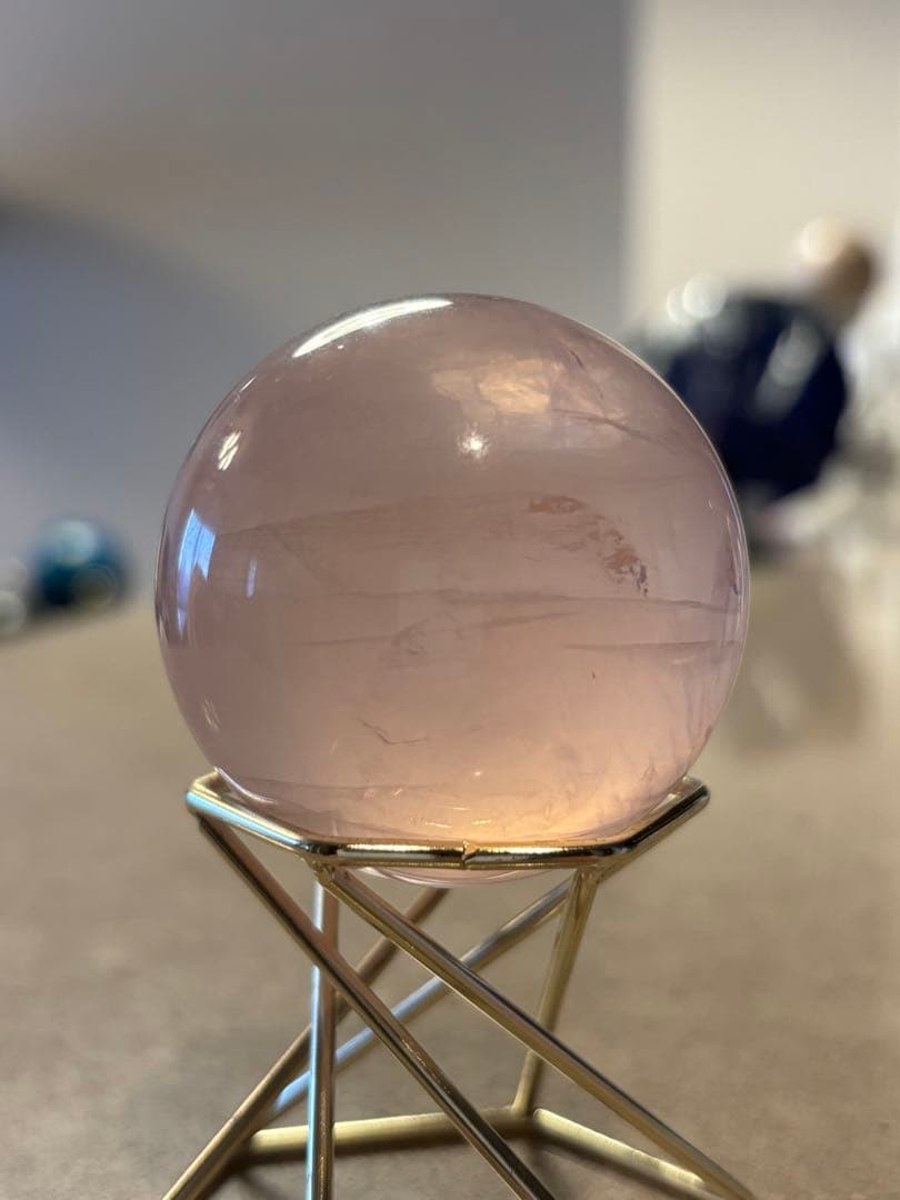 透明感　上品ピンク　スターローズクォーツ　スフィア