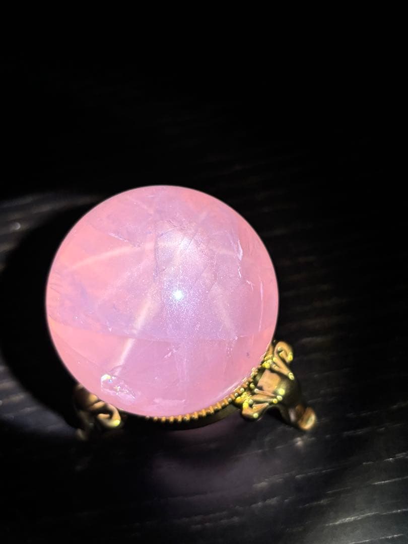 透明感　上品ピンク　スターローズクォーツ　スフィア