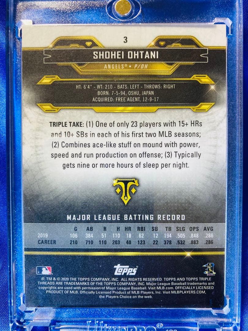 大谷翔平　世界25枚限定　2020 Topps Triple Threads