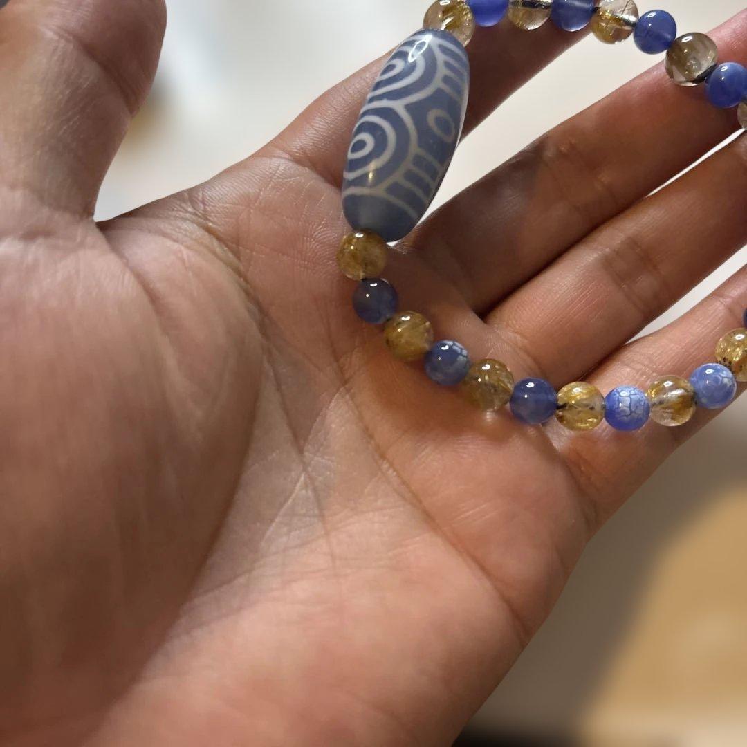 ちょっとーこんなの見たことない！ルチルイン老玉髄W龍眼天珠たん！