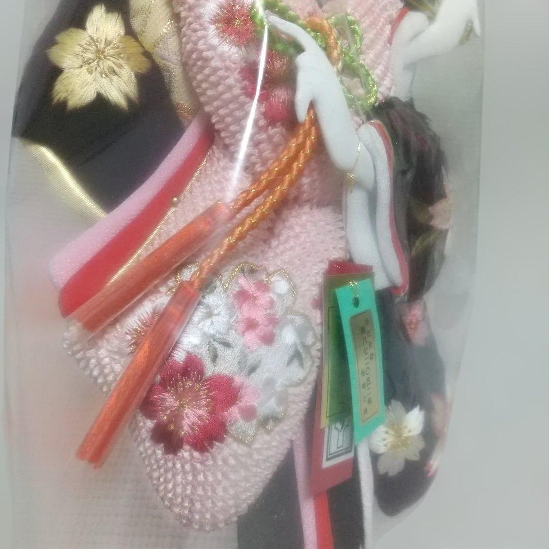 正絹♪ 桜×黒色〈48cm 匠一好作 押絵羽子板〉本つげかんざし 本仕立 飾り台