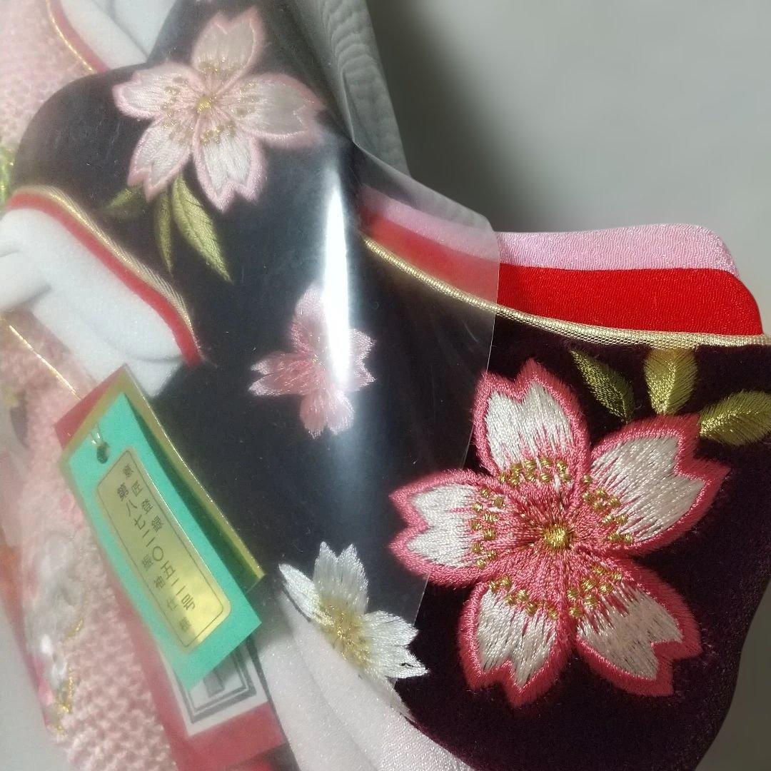 正絹♪ 桜×黒色〈48cm 匠一好作 押絵羽子板〉本つげかんざし 本仕立 飾り台