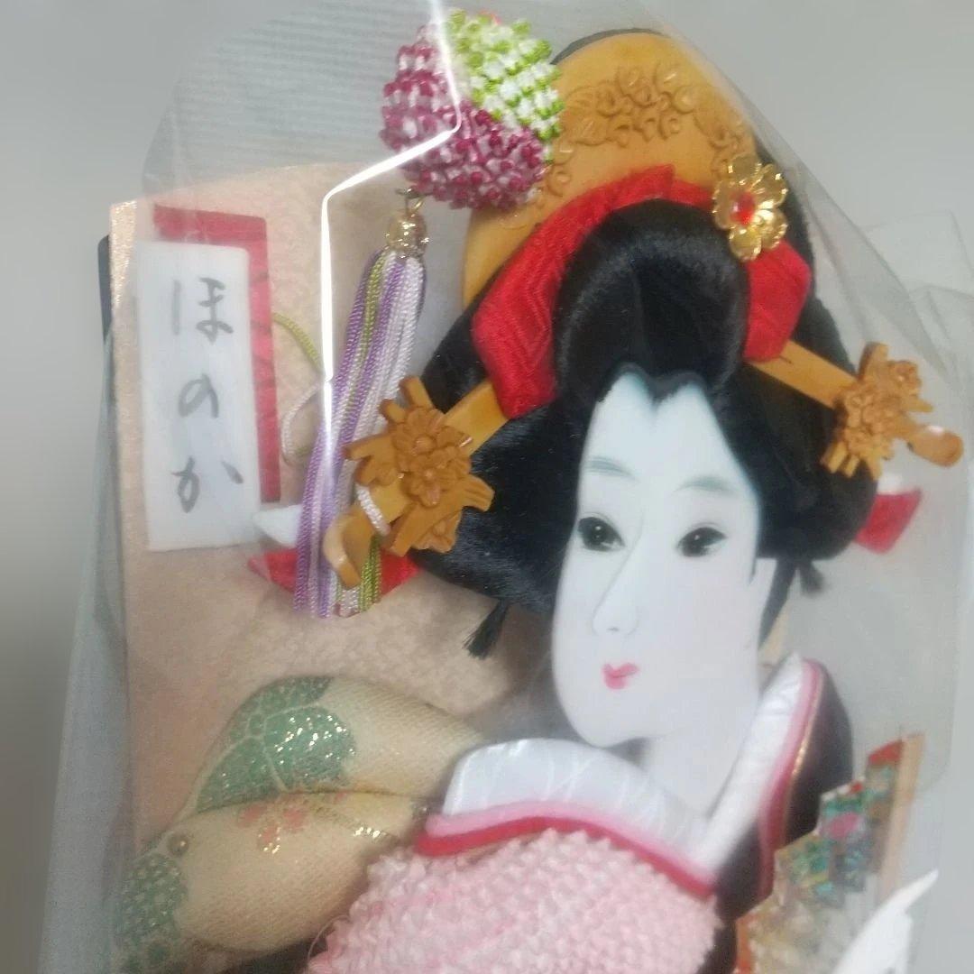 正絹♪ 桜×黒色〈48cm 匠一好作 押絵羽子板〉本つげかんざし 本仕立 飾り台