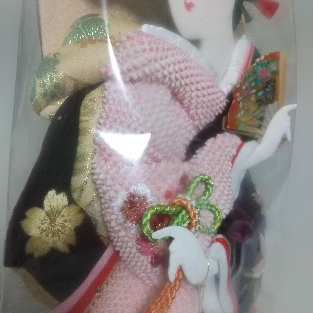 正絹♪ 桜×黒色〈48cm 匠一好作 押絵羽子板〉本つげかんざし 本仕立 飾り台