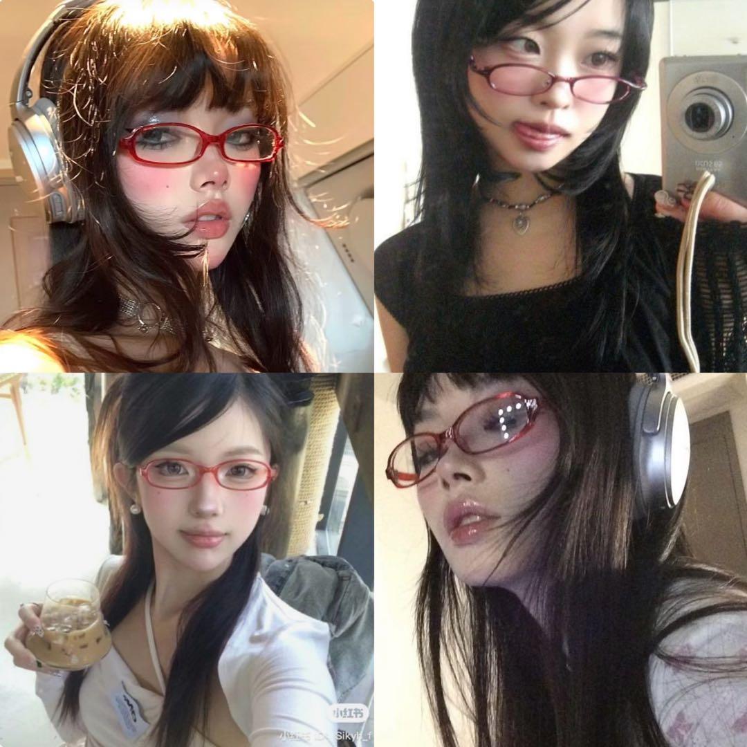 エヴァンゲリオン×JINS 式波・アスカ・ラングレー 赤渕 メガネ y2k