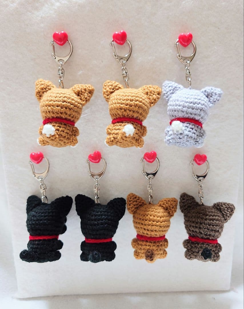 あみぐるみ　ネコ　キーホルダー(小)　7点セット