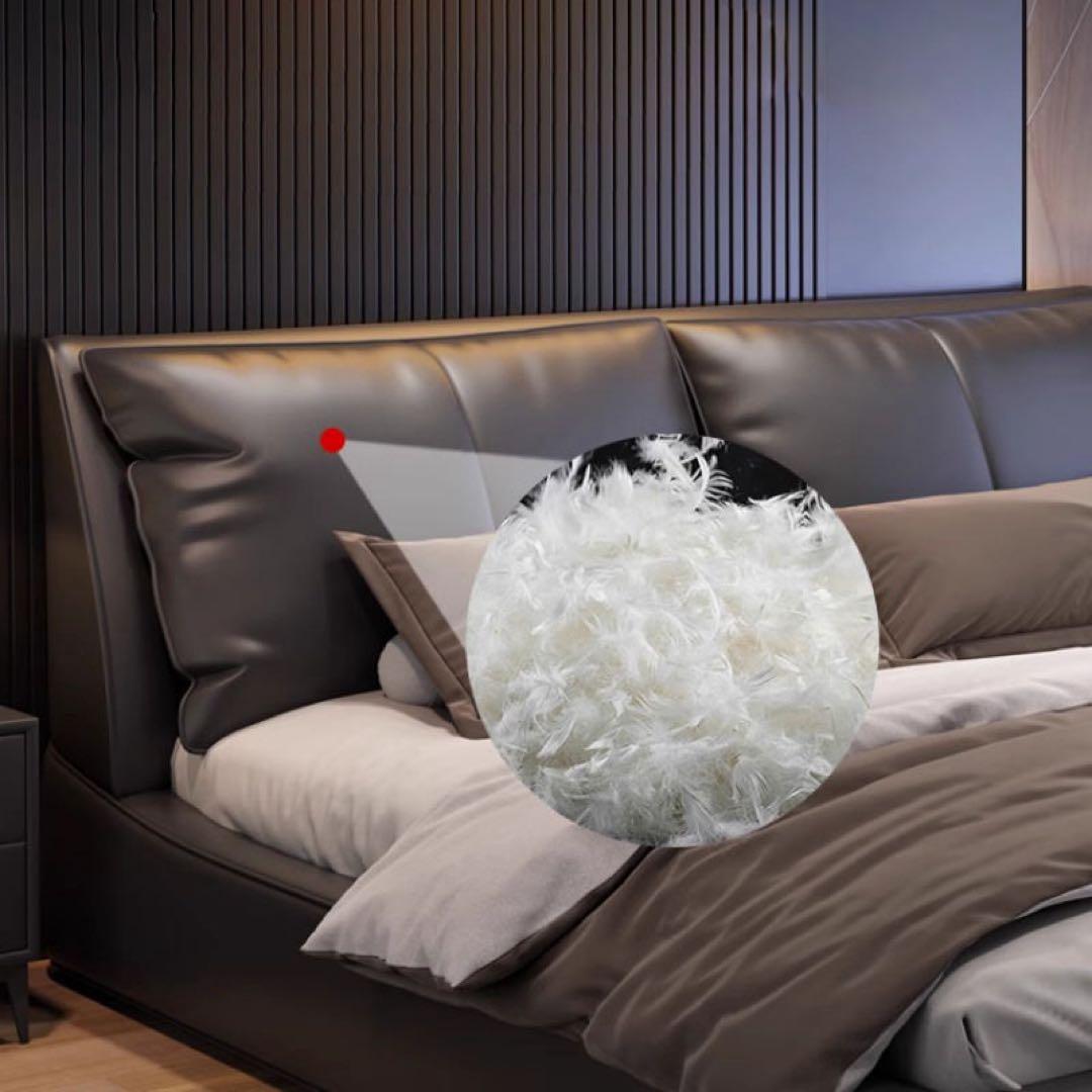 ラグジュアリー ベッド キングサイズ ブラックレザー デザイナーズ