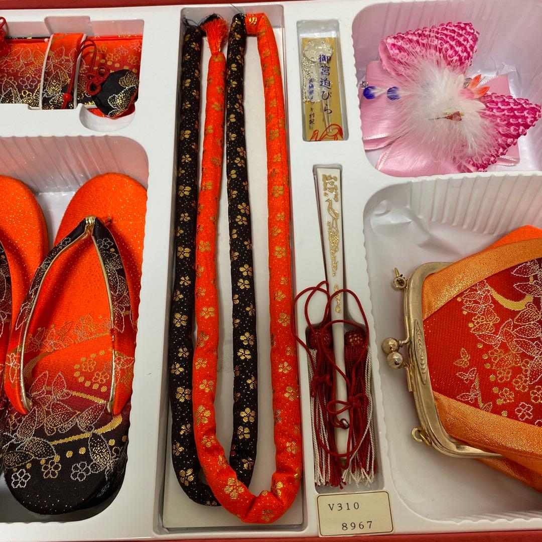 使用1回のみ　七五三　女児　絞り柄　はこせこセット　着物小物セット　7歳用