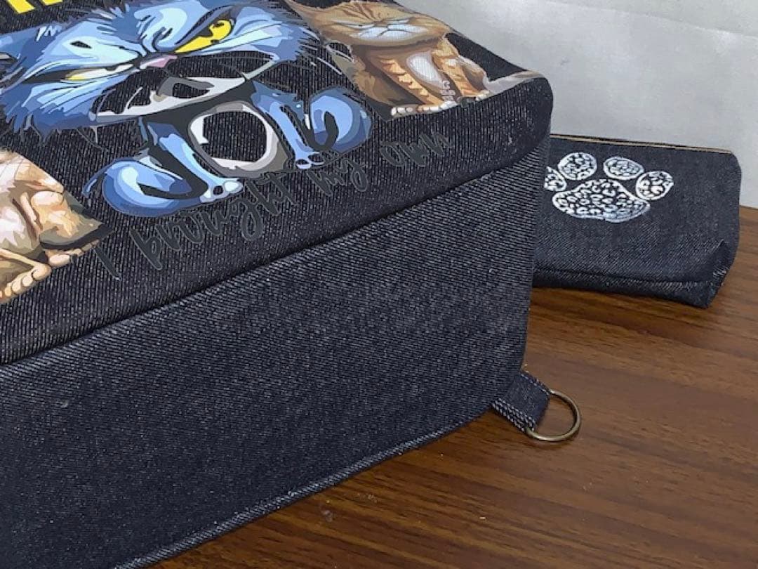 ☆岡山デニム☆ステンシル☆トラネコ☆悪ネコ☆4wayボストンバッグ