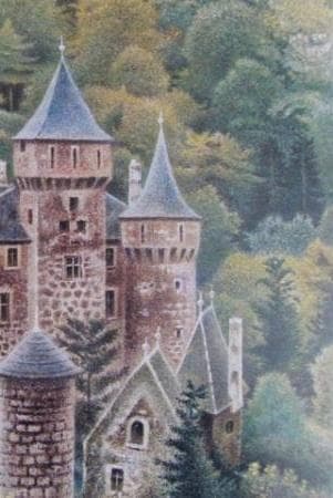 岡鹿之助、【森の館】、希少な大判額装用画集より、美品、日本人画家