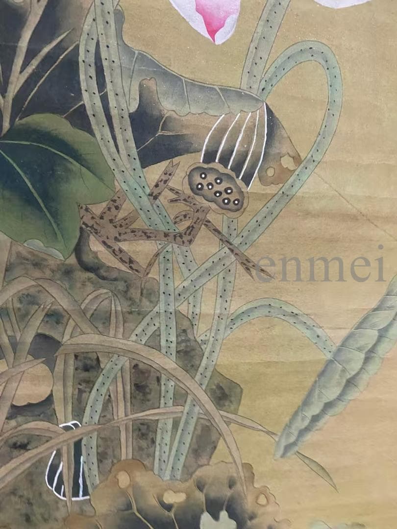 中国古美術・旧藏 明代風・吕紀款・花鳥図・四尺中堂掛軸・