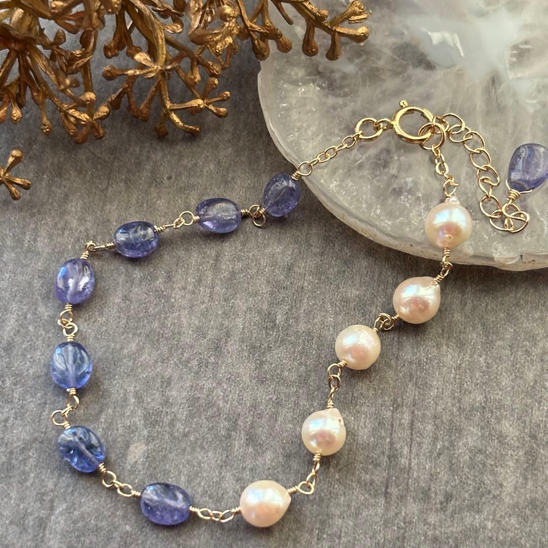 【専用です】タンザナイト＆アコヤ真珠✴︎14kgfブレスレットB176・他