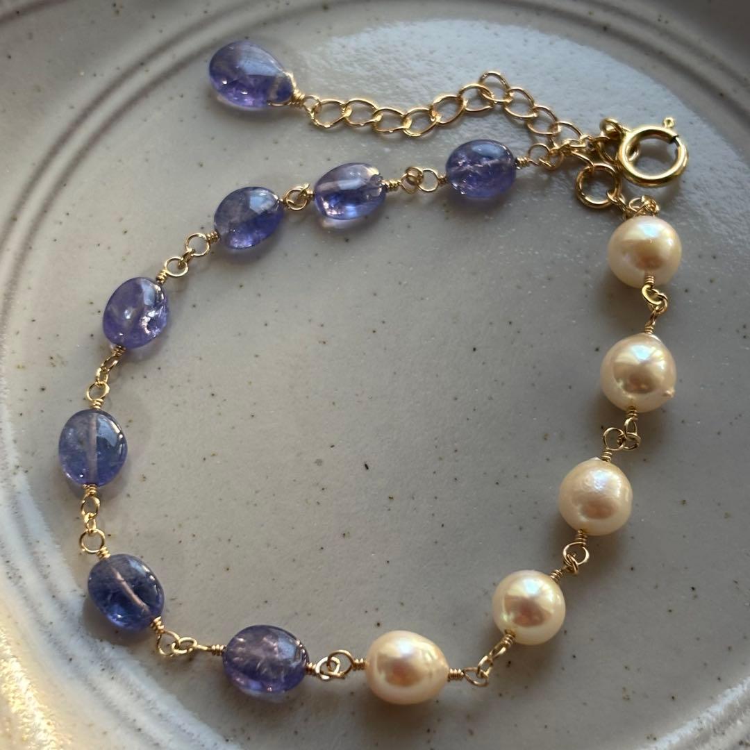 【専用です】タンザナイト＆アコヤ真珠✴︎14kgfブレスレットB176・他
