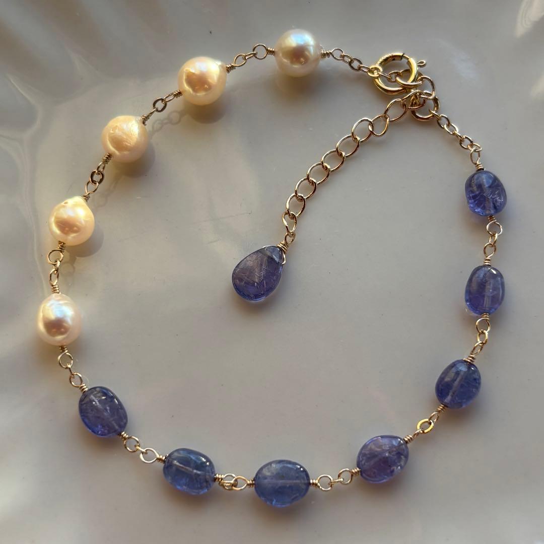 【専用です】タンザナイト＆アコヤ真珠✴︎14kgfブレスレットB176・他