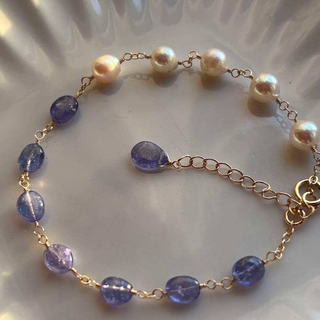 【専用です】タンザナイト＆アコヤ真珠✴︎14kgfブレスレットB176・他