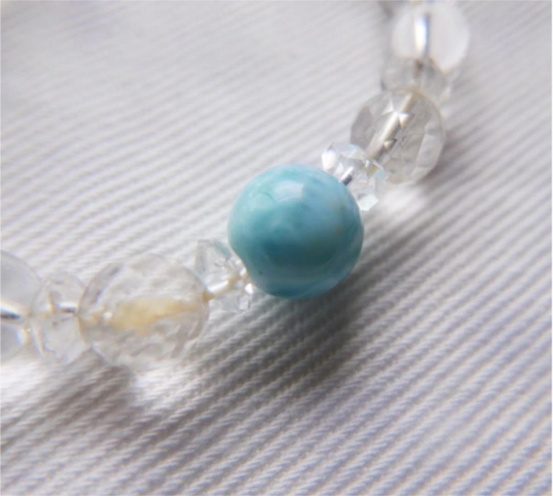 ブレスレット　ラリマー　水晶　鉱物　三斜晶系 ブルーペクトライト　Larimar