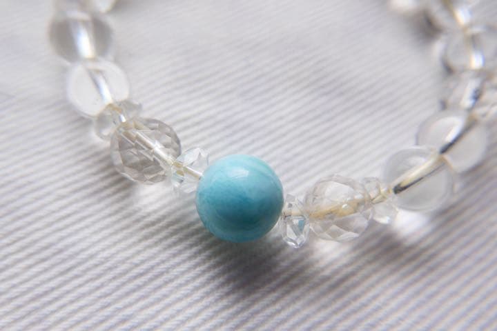 ブレスレット　ラリマー　水晶　鉱物　三斜晶系 ブルーペクトライト　Larimar