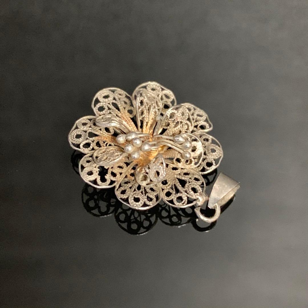 《アンティーク激レア》⭐︎silver925フィリグリーフラワーペンダントトップ⭐︎