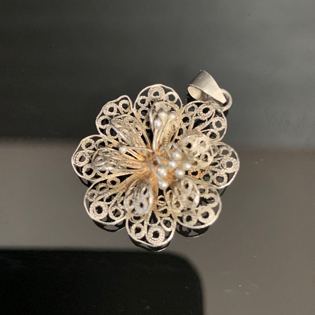 《アンティーク激レア》⭐︎silver925フィリグリーフラワーペンダントトップ⭐︎
